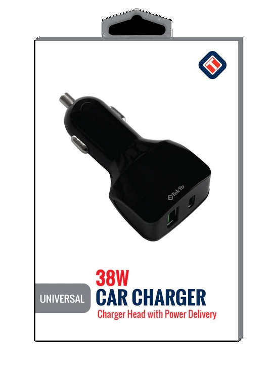 CARGADOR DE CARRO DUAL TIPO C Y USB 38W